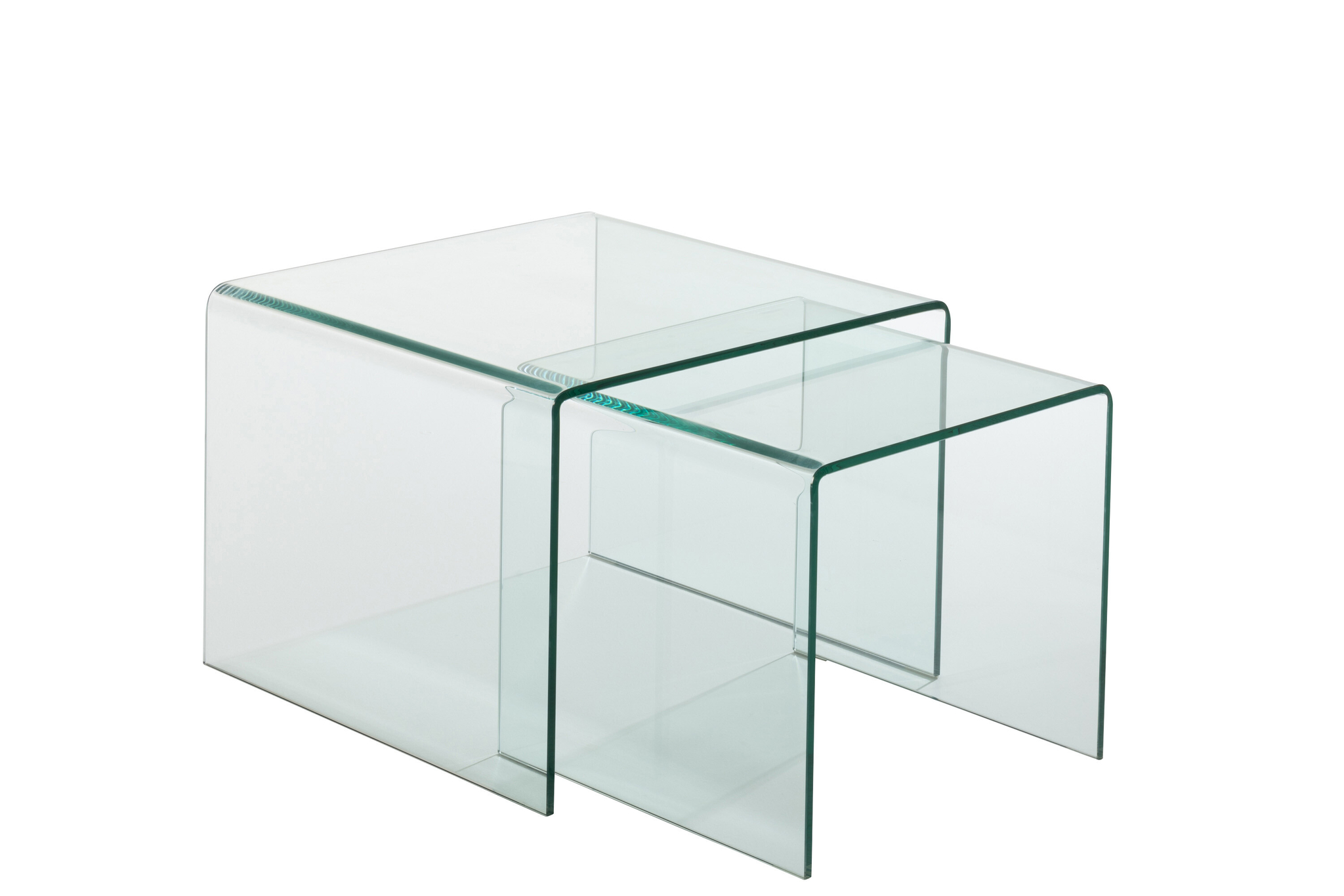 Ensemble de 2 tables d'appoint en verre transparent. – Image 2