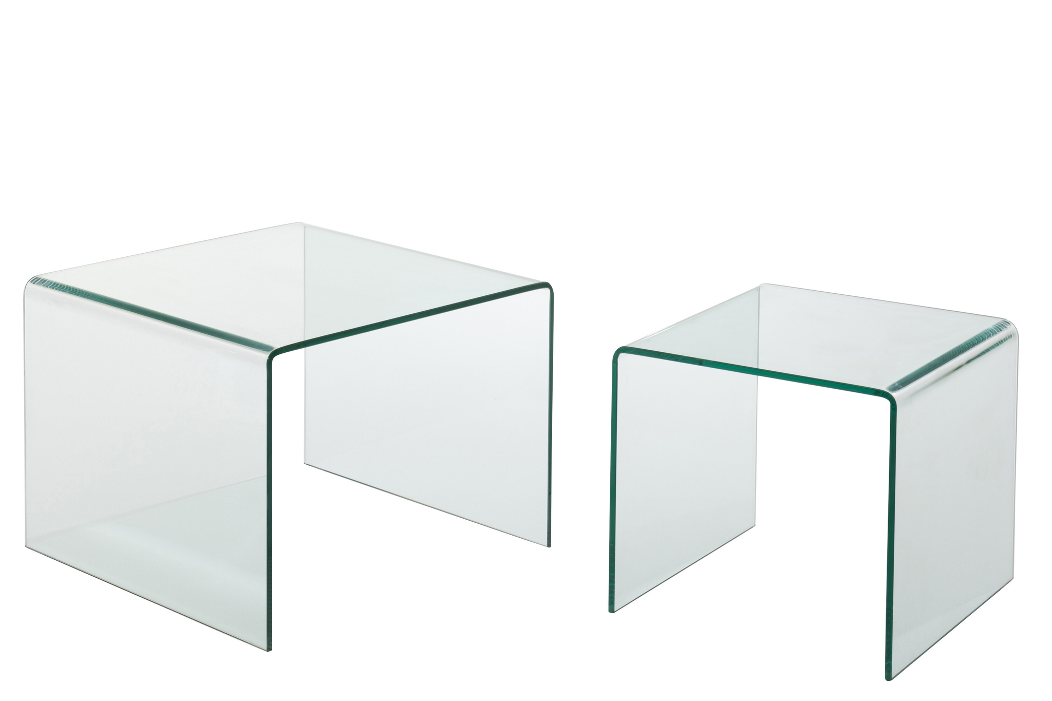 Ensemble de 2 tables d'appoint en verre transparent. – Image 3