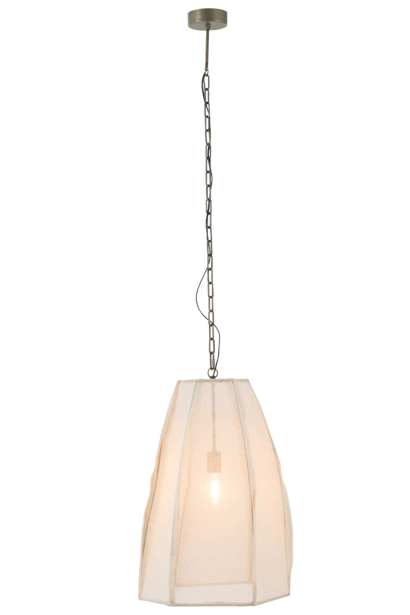 Lustre de plafond Poire Lin/Iron Blanc Grand