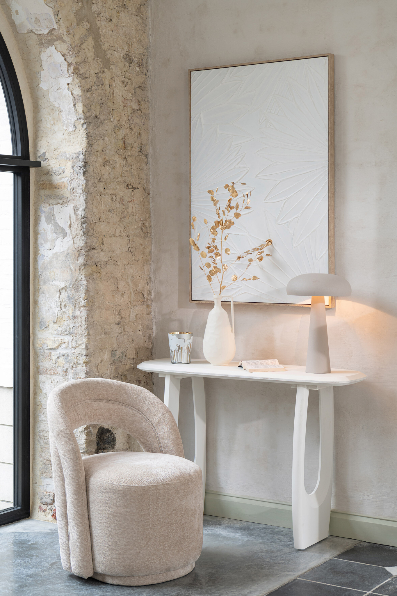 Chaise en textile beige – Image 7