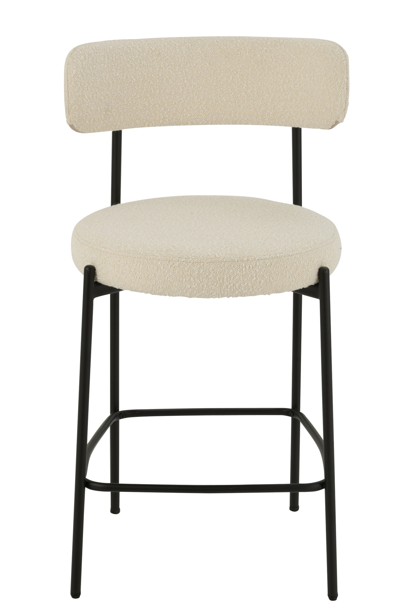 Chaise de bar en bouclé, contreplaqué/polyester, blanc/noir