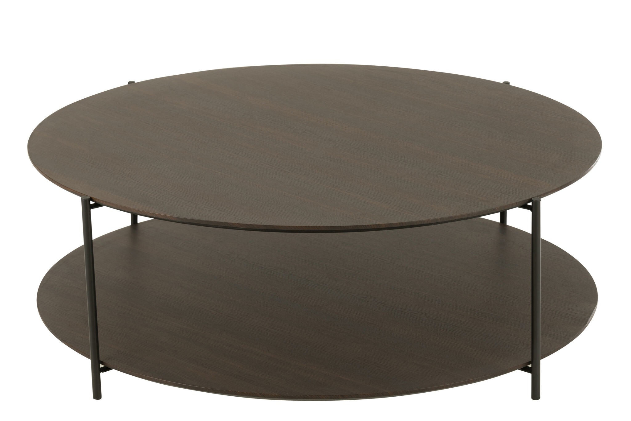 Table basse ronde en MDF/métal brun foncé de grande taille