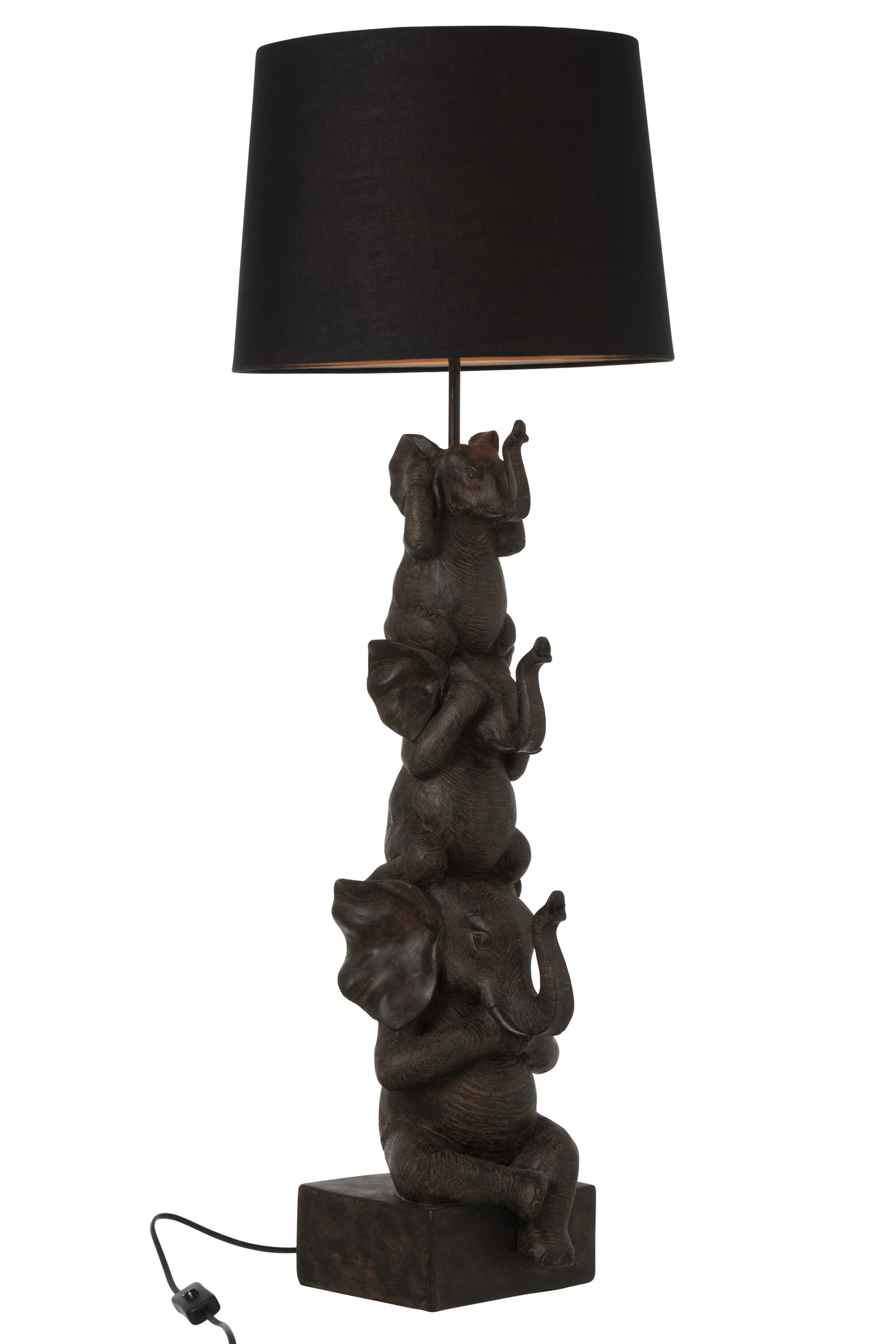 Lampe 3 Éléphants en résine marron