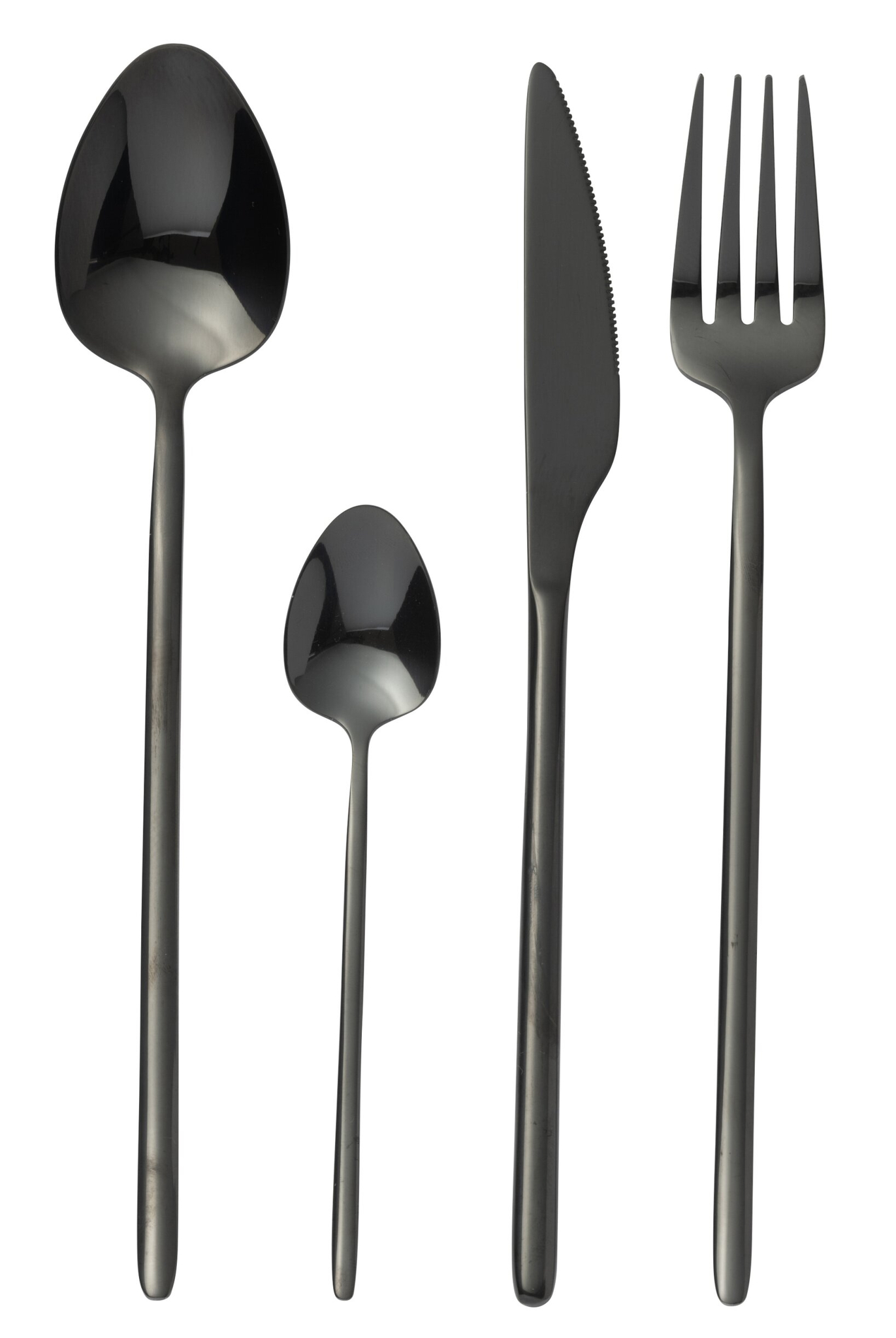 Couverts de table en acier inoxydable brillant noir de 24 pièces